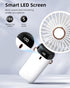 Koonie Portable Handheld Fan, Battery Operated Fan with Base, 8 Hours, Digital Display, 5 Speeds, 90° Adjustable, White