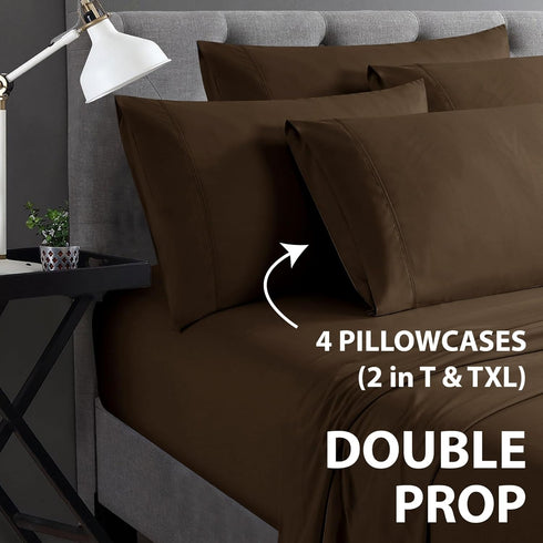 Home Collection Micro Caress Luxurious Sheet Set - 90GSM 4-Piece Queen Size - Brown Color