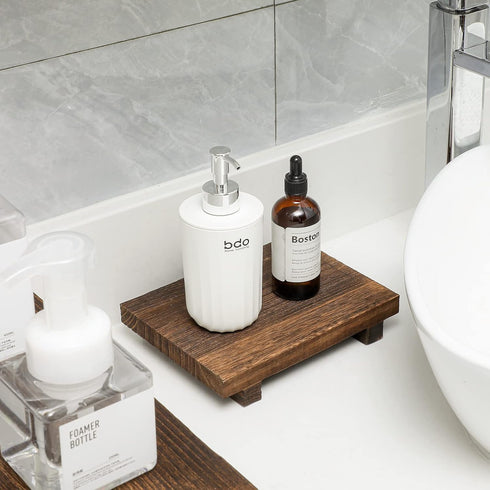 2 Counter Tiamon Pcs Wood Pedestal Stand Riser Wood Riser Soap Stand for Bathroom Farmhouse Soap Tray for Home Kitchen
