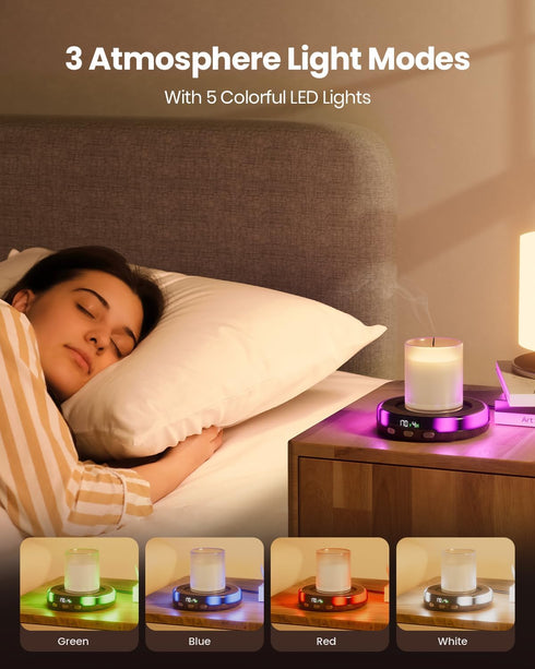 Gaiatop 30W Mug Warmer with Colorful LED Lights, 3 Temp Settings, 2-9Hrs Timer, Beverage Heating Plate for Coffee, Tea