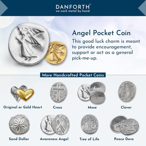 DANFORTH – Vilmain Pocket Angel Tokens/Coins, Pewter, Made in the USA, Gift Bag (Pack of 10)