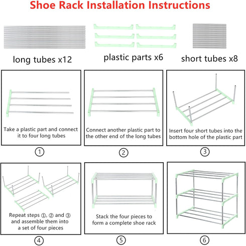 Closet (3-Tier, Jucaifu Stackable Small Shoe Rack, Entryway, Hallway and Space Saving Storage and Organization Green)