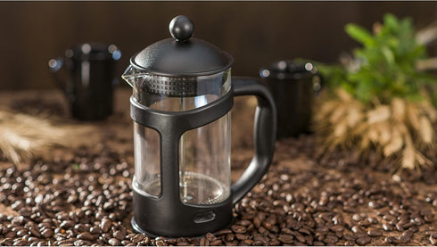 Ovente French Press Coffee, Tea and Espresso Maker, Heat Resistant Borosilicate Glass with 4 Filter Stainless-Steel System, BPA-Free Portable Pitcher Perfect for Hot & Cold Brew 27oz, Black FPT27B by OVENTE