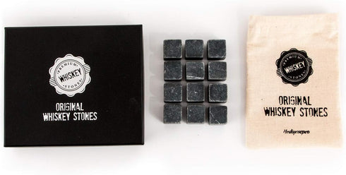 Premium Whiskey Stones Gift Set, 12 Pcs Marble Reusable Ice Cubes and Bag, Whiskey, Bourbon, Cognac, Scotch, Gin, Wine