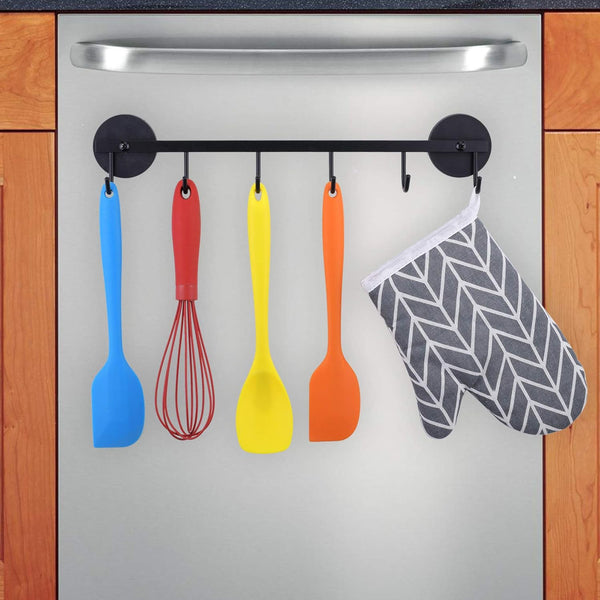 6 Hooks Magnetic Utensil Holder Rack, Organizer for Refrigerator, Metal Cabinet, Metal Stove, Grill, BBQ