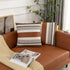 Pack of 2 Farmhouse Decorative Throw Pillow Covers, 18x18 Modern Faux Leather Rustic Stripe