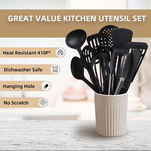 Kitchen Utensils Set, 11 Pcs Nylon Non-Stick Cooking Tools, 410°F Heat Resistant, BPA Free