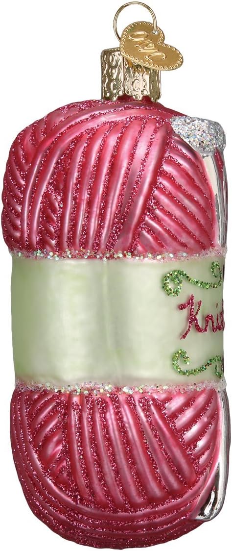Old World Christmas 32255 Hobbies Gifts Glass Blown Ornaments - Knitting Yarn, 3.75 Inches
