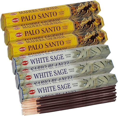 White Sage Incense Sticks and Hem De Palo Santo Bundle - Incense Holder for Smudging, Natural Aromatic Home Fragrance