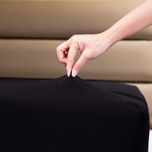 COSMOPLUS Twin Fitted Sheet Only, 4 Way Stretch Micro-Knit, Snug Fit for Standard Mattress and Air Bed, Black