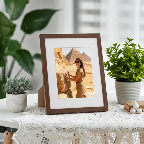 8x10 5x7 8x10 Display,Walnut,1 Pack Boarding Picture Frame,Display photo with Mat or picture without,Photo Frame
