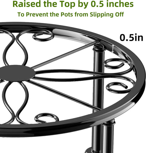 Chejievy 1 Pack Metal Round Plant Stands, Small Flower Pot Stand for Garden Home, Anti-rust Circle Plant holders