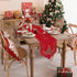 Jovialix 72 Inches Poinsettia,Holiday Red Christmas Table Runner Long with Embroidered Tree and Cutwork Linen