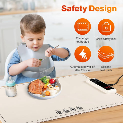 4 6 5 Settings, Countertop, Warming Mat for Food, Graphene & Aluminum Foil Full Surface Heating Electric Warming Tray