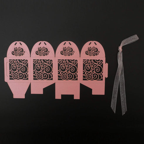 KPOSIYA 100 Pack Wedding Favor Boxes | Laser Cut Small Gift Boxes for Wedding, Baby Shower, Birthday Party (Pink)