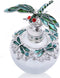 YU FENG 40ml Fancy Empty Crystal Perfume Bottle, Green Dragonfly Stopper, Refillable Glass Container