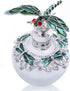 YU FENG 40ml Fancy Empty Crystal Perfume Bottle, Green Dragonfly Stopper, Refillable Glass Container