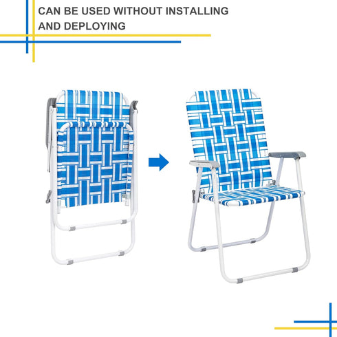 Volowoo (2pcs,Blue& Outdoor Folding Chaise Lounge Chair, Adjustable Portable Lightweight Reclining Garden Sun Lounger