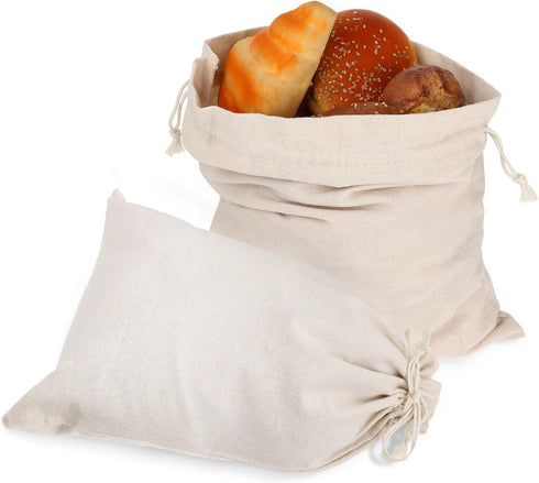 Mozeat Lens Linen Large Drawstring Storage Bags, 2Pcs Reusable 12 x 16 in Cotton
