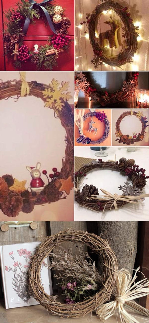 Natural Grapevine Wreath Ring, DIY Craft Vines Base Roll for Rustic Summer Fall Christmas Decor, 12 inch