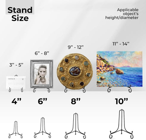 TR-LIFE 6 Inch Plate Stands for Display - 2 Pack Metal Easel Stand for Picture Frame, Decorative Plates