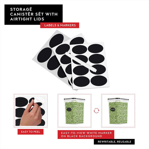 DWËLLZA KITCHEN Airtight Food Storage Container Set, 8 Pieces, 1.4L, BPA Free, Dishwasher Safe, Includes 8 Labels