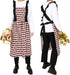Violet Mist Cotton Linen Apron, Women Cross Back Apron with Pockets, Vintage Black and Red Argyle Pinafore Dress