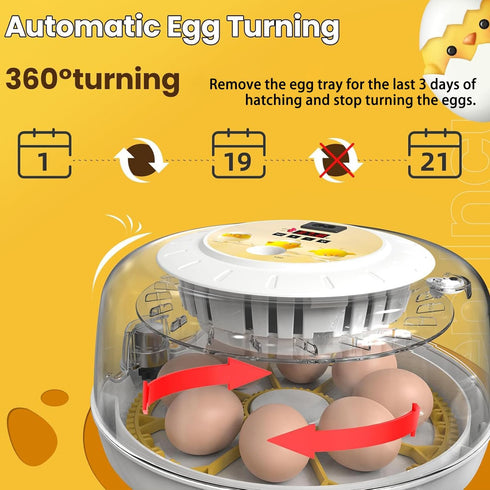 8 360 Egg Incubators for Hatching Eggs, Incubator for Chicken Eggs Degree View, Automatic Egg Turner and Egg Candler