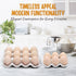 Flexzion 12 + 6 Cups Ceramic Egg Holder - 18 Porcelain Egg Tray Container for Refrigerator Countertop Display
