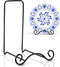 Wrought Iron Bowl Deep Platter Stand, Detachable Metal Scroll Display Rack, 6.5"H x 4.7"W x 5"D (Black)