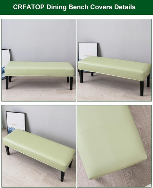 CRFATOP PU Dining Bench Slipcover Waterproof Bench Seat Cushion Covers Stretch Upholstered Bench Slipcover Removable