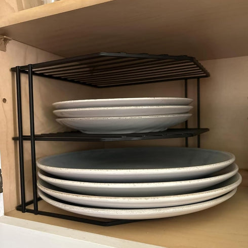 3-Tier Counter 9x9x7.5 Inch Counter Frcctre Kitchen Corner Shelf Rack and Cabinet Organizer, Metal Wire Kitchen Pantry