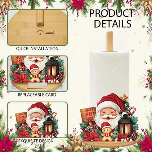 GLLZJZXC 11 Set Countertop Christmas,Spring,Summer,Fall,Winter,Valentine's Bamboo Paper Towel Holder