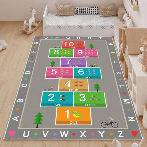 YLZLDKH Counting 47x71 Hopscotch Play Rug Carpet for Kids, ABC Alphabet Number Educational Rug, Children's Game Mat