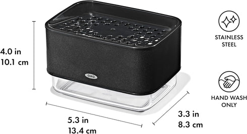 Black Soap Dispensing Sponge Holder by OXO Good Grips - Effortless Cleaning