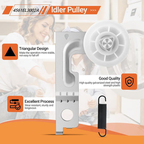 Upgraded Dryer Repair Kit for LG Kenmore Gas Dryer, Includes Drum Roller, Belt, and Idler Pulley by NISHCON