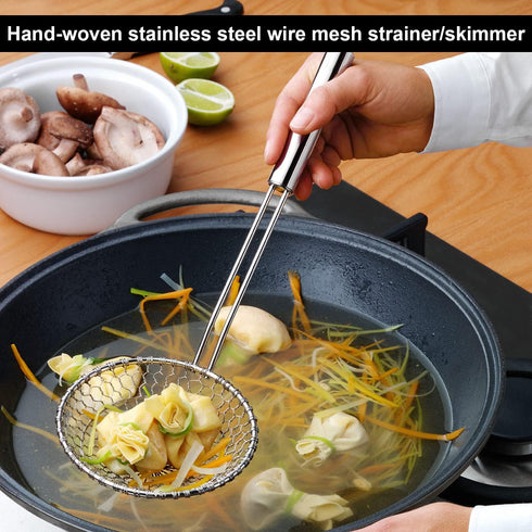 Best Utensils Asian Kitchen Stainless Steel Spider Strainer, Professional Wire Skimmer with 5-Inch Strainer Basket