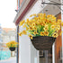 12 Bundles Artificial Flowers, UV Resistant Faux Plastic Plants for Garden Porch Window Box Decorating (Yellow)
