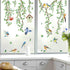 decalmile Spring Summer Hanging Green Vine: Double Sided Window Clings with Birds and Tree Leaves