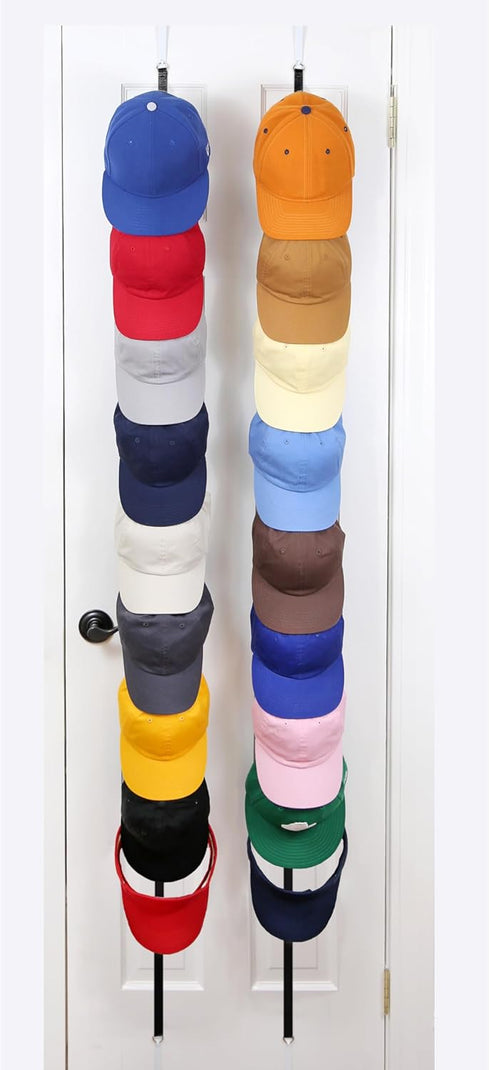 Perfect Curve CapRack, Over-The-Door Hat Organizer for Baseball Caps, Holds 18-36 Caps, Black