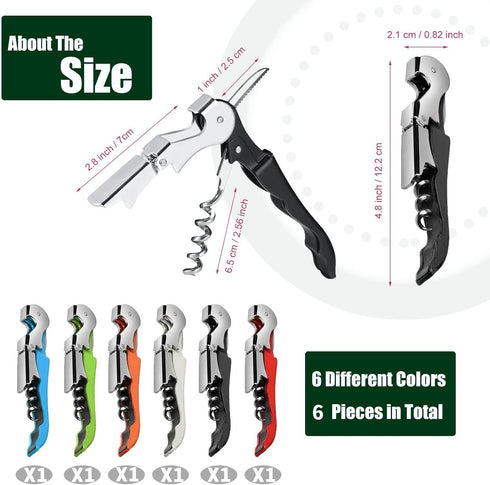 6 Party,Bars,Restaurants(6 Pieces wine key wine opener Stainless wine bottle opener Fold Serrated Foil Cutter wine key