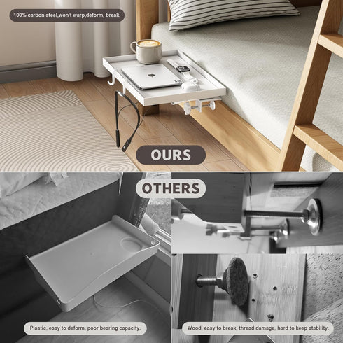 1 Magheo Bedside Shelf Foldable, Metal Clip-On Bunk Bed Table Shelf for Top Bunk Heavy Duty Bed Side Table Tray