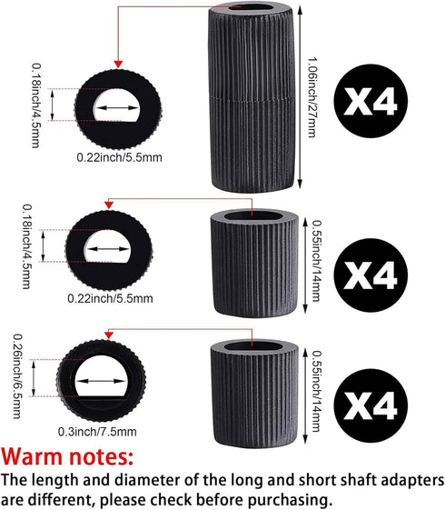 Jetec 4 Pack Control Knobs Replacement for Oven/Stove/Range with 12 Adapters, Please Check Dimensions (Black)
