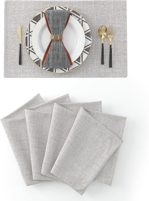NATUS WEAVER Set of 4,Soft Handmade Faux Linen 2 Side Place Mats Heat Resistant