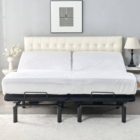 Waterproof Split Top Queen Mattress Protector - Soft Jersey Fitted Cover for Adjustable Bed