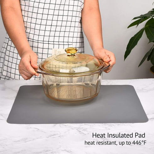 Gartful Silicone Mats for Kitchen Counter, 25 x 17 inches Nonstick Heat-Resistant Pad, Multipurpose Table Mat, Dark Gray