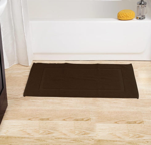 Utopia Towels Cotton Banded Rug - Bath Mats, 21 by 34 Inches, 100% Ring Spun Cotton, Dark Brown, 2 Pack