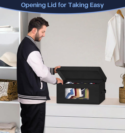SLEEPING LAMB Stackable Hat Organizer, 2 PCS Hat Storage Boxes for Closet, Holds 30 Caps with Cardboard, Black
