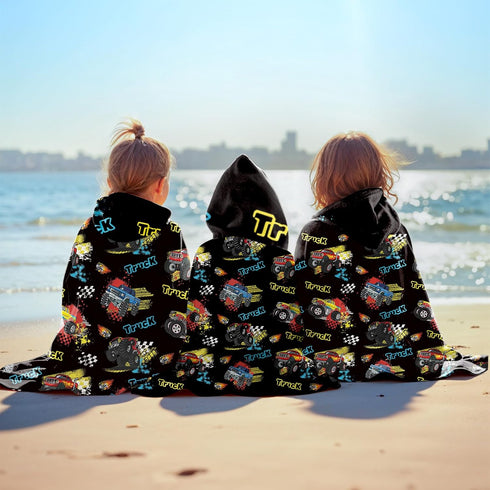 50" 30", Truck Hooded Towels for Kids - Truck Kids Hooded Bath Towels, Trucks Towel with Hood for Boys, Soft