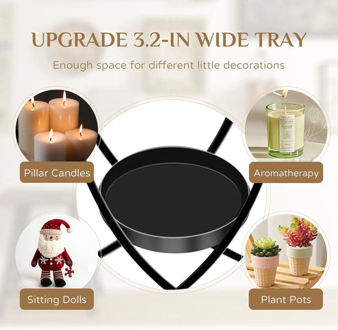 Set 2 Candle Sconces Decorative Wall Art of Black - Hurricane Candle Wall Sconce Decor Iron Two Candle Holders Modern